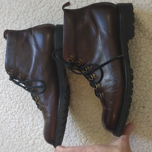 Mercanti Fiorentini Brown Calfskin Leather Hiking Boots (Made in Italy) 10.5 M - Picture 3 of 10